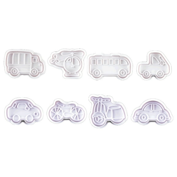 8pcs Car Pattern Baking Mold Kitchen Biscuit Cookie Cutter Pastry Plunger Die Fondant Cake Decorating Tools