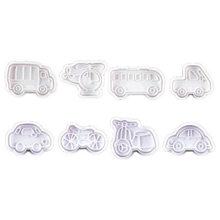 

Dasbsug 8pcs Bicycle Car Pattern Plastic Baking Mold Kitchen Biscuit Cookie Cutter Pastry Plunger 3D Die Fondant Cake Decorating Tools