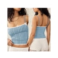 thumbnail image 3 of Aojekbee Women's Plaid Crop Cami Tops Sleeveless Tiny Bow Front Camisole Lace Trim Tank Tops, 3 of 8
