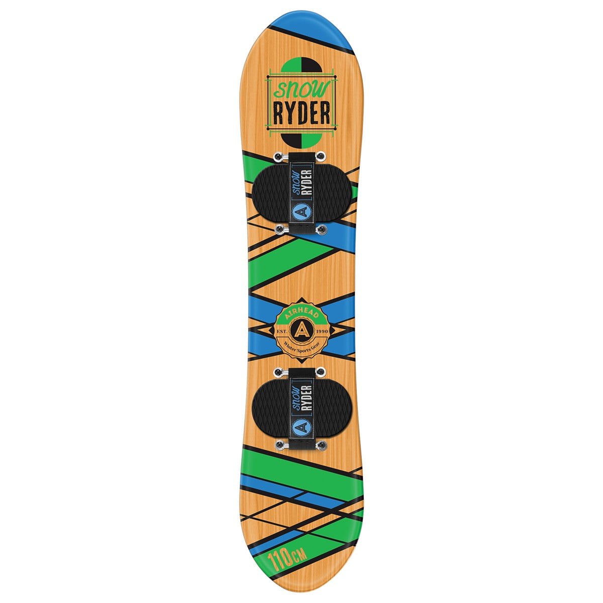 AIRHEAD Snow Ryder 110 Centimeter Entry Level Junior Kid's Hardwood Snowboard 