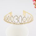 thumbnail image 2 of KAKOWELY Corona de diamantes de imitación con inserción de aleación, peineta decorativa para el cabello para 30 cumpleaños (dorada), 2 of 5