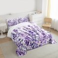 thumbnail image 3 of Homewish Dreamy Lavender Flower Queen Comforter Set, Purple Art Watercolor Bedding Sets, Plant Botanical Reversible Bedding Comforter Set, Super Cozy Room Decor, 3-Piece, 3 of 8