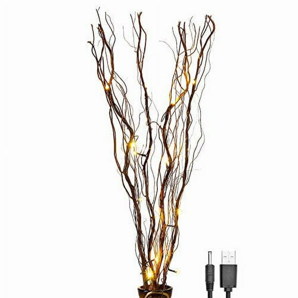 Lightshare Amélioré 36Inch 16LED Saule Naturel Brindille Branche Éclairée pour la Décoration de la Maison, USB Plug-in et Alimenté par Batterie