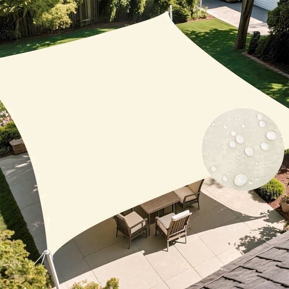 Waterproof Sun Shade Sail, Rectangle Polyester Sun Shade Canopy Awning, 95% UV Block, Easy Install & Durable, for Patio Garden Backyard Deck Pergola