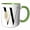 Green/White, variant on 3drose, Pretty Tropical Leaf Monogram Initial W, 11oz Magic Transforming Mug