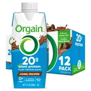 Orgain 20g Vegan Protein Shake, Plant Based, No Added Sugar- Creamy Chocolate 11oz, 12ct