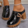 thumbnail image 3 of Dakaela Mules à Talons Épais pour Femmes, Bout Rond Fermé, Sandales à Plateforme à Enfiler, Sabots Confortables Décontractés pour Robe, Chaussures 3,74 Po Noir 9,5, 3 of 8