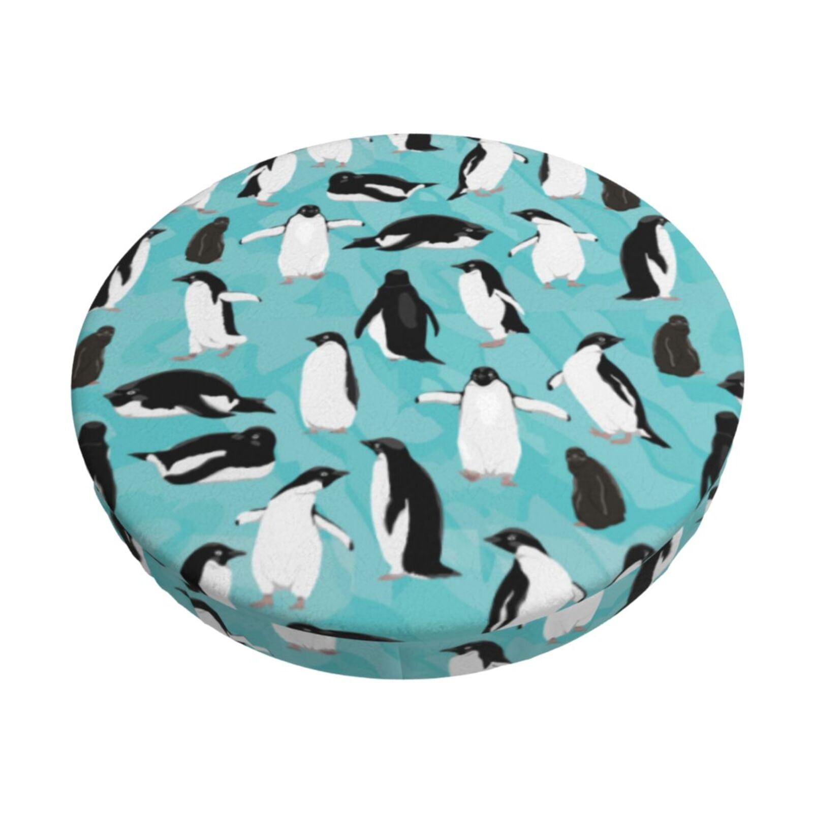 Easygdp Penguins Print Easy To Install Bar Stool Covers&Stool Covers Round&Elastic Stool Cover, Barstool Covers,Washable&Bottom With Elastic Edge-12 inch