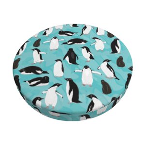 Easygdp Penguins Print Easy To Install Bar Stool Covers&Stool Covers Round&Elastic Stool Cover, Barstool Covers,Washable&Bottom With Elastic Edge-12 inch