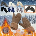 thumbnail image 4 of qolati Mittens for Women Cold Weather Fleece Lined Knit Warm Thermal Winter Gloves Soft Windproof Sherpa Full Finger Ski Gloves, 4 of 4