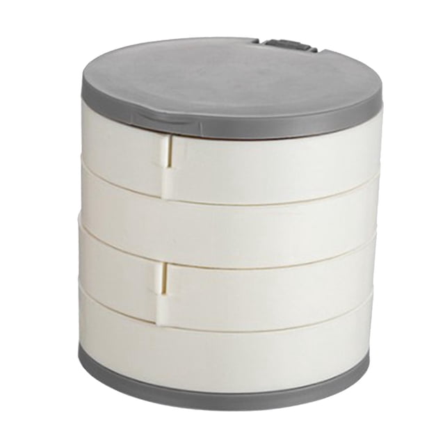 Mujeres Pendientes Pulseras de caja de almacenamiento , 4 capas, 360 grados, giratorio con espejo - White Sunnimix Estuche de almacenamiento de pendientes