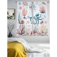 thumbnail image 3 of Octopus Coastal Sheer Curtains 72 Inch Length 2 Panels for Living Room, Summer Beach Ocean Shell Jellyfish Starfish Voile Kitchen Curtain Set, Luxury Privacy Drapes Window Treatment for Bedroom, 3 of 7