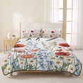 thumbnail image 3 of Twin XL Quilt Set 68''x98'', Red Flower Lightweight Bedspread Coverlet Set with 2 Pillow Shams, Botanical Blue Plant Pink Garden Poppy Floral Breathable All Season Quilt Bedding for Dorm/Guest Room, 3 of 9