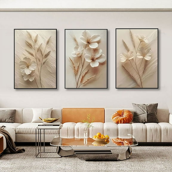 3 Pieces Nordic Style Floral Canvas Art Prints Frameless Landscape Wall Hanging Decoration, Suitable for Living Room, Bedroom, Home Office, Classroom, Dining Room - Indoor Use