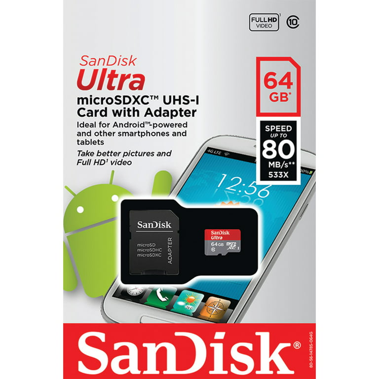 SanDisk SDSQUNC064GAN6MA Mobile Ultra microSDXC 64GB UHS-I Memory Card