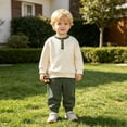 thumbnail image 4 of GPOECD Boys Outfits Versatile Two Piece Autumn Winter Sweatshirt and Track Pants with Cozy Long Sleeve Top Boys' Clothing Sets,Green,18-24 Months, 4 of 7