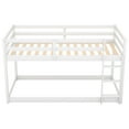 thumbnail image 5 of Harper & Bright Designs Solid Wood Twin Over Twin Floor Bunk Bed with Ladder and Safety Guard Rails for Teens/Adults, Low Bed Frame Bedroom Furniture, White, 5 of 11