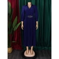 thumbnail image 4 of AURA Women’s Midi Dress V Neck High Waist A Line Three Quarter Sleeve With Belt S XXXL, 4 of 8