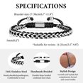 thumbnail image 3 of Rope & Chain Braided Link Bracelet for Men : Handmade Trendy Men's Stainless Steel Metal Non Tarnish Waterproof Cuban Chain Bracelet Fashion Jewelry Gift for Dad Son Boyfriend, Adjustable, 3 of 7