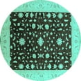 thumbnail image 1 of Ahgly Company Machine Washable Indoor Round Oriental Turquoise Blue Traditional Area Rugs, 5' Round, 1 of 4