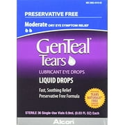 5 Pack GenTeal Tears Lubricant Eye Drops, Moderate Strength, 36 Vials Each