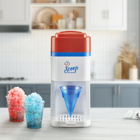 Scoop Delights Electric Snow Cone & Shaved Ice Maker, Red, Great for Birthday or Housewarming Gift Under $20