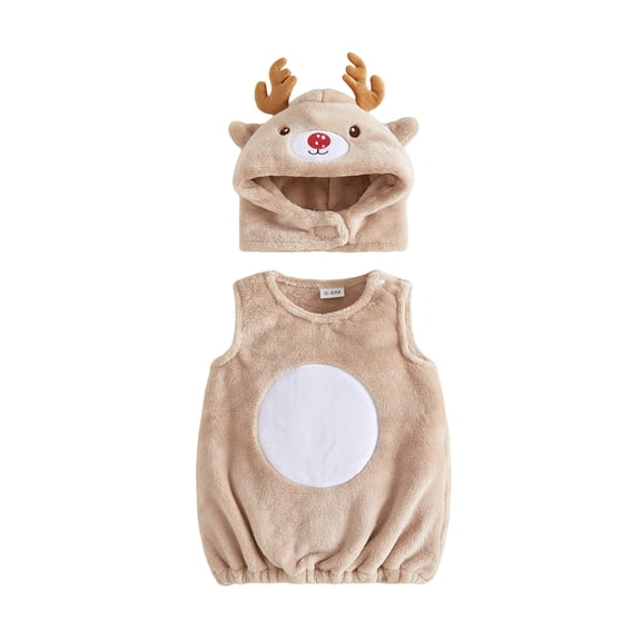 RUINIXCW Kids Toddler Christmas Deer Costume Newborn Baby Girl Boy Cosplay Outfit Infant Fall Winter Clothes Warm Fleece Sleeveless Vest Top Hat Set