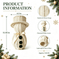 thumbnail image 5 of Woven Rattan Snowman Christmas Decor, Wicker Snowman with Hat & Satin Bow, Xmas Tabletop Ornaments for Mantel Fireplace Tiered Tray, White, 11 in, 5 of 10