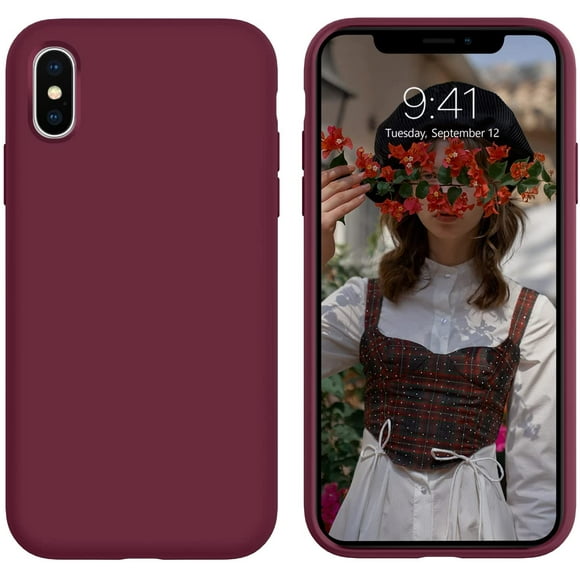 Étui iPhone TP, Étui iPhone X, Étui Mince en Silicone Liquide AmPm avec Doublure en Tissu Microfibre, Coussin Protecteur Complet pour iPhone TP/iphone X 5.8“pour Femmes Hommes, Bleu Minuit