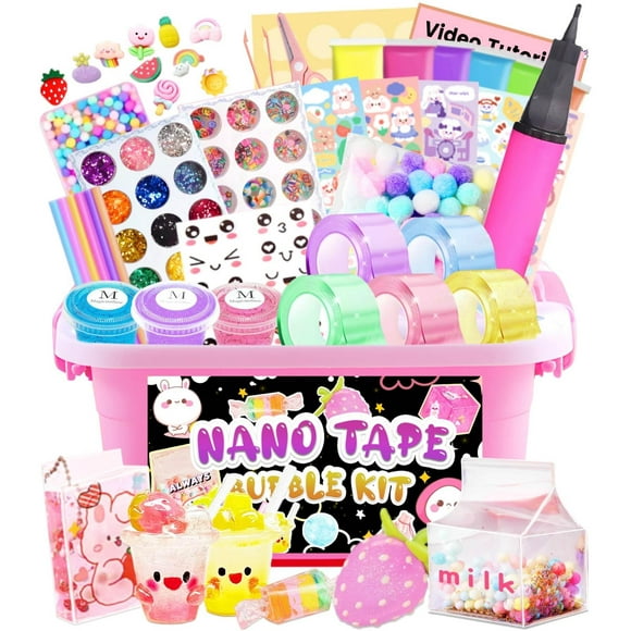 ZiZa Make Your Own Nano Tape Buuble Kit Nano Tape Buuble Squishy Maker Kit for Kids Nano Tape Bubbles Toys for 4+ Year Old Girls Kids Toys Girls 6-8 Toys for Ages 8-13 Girls