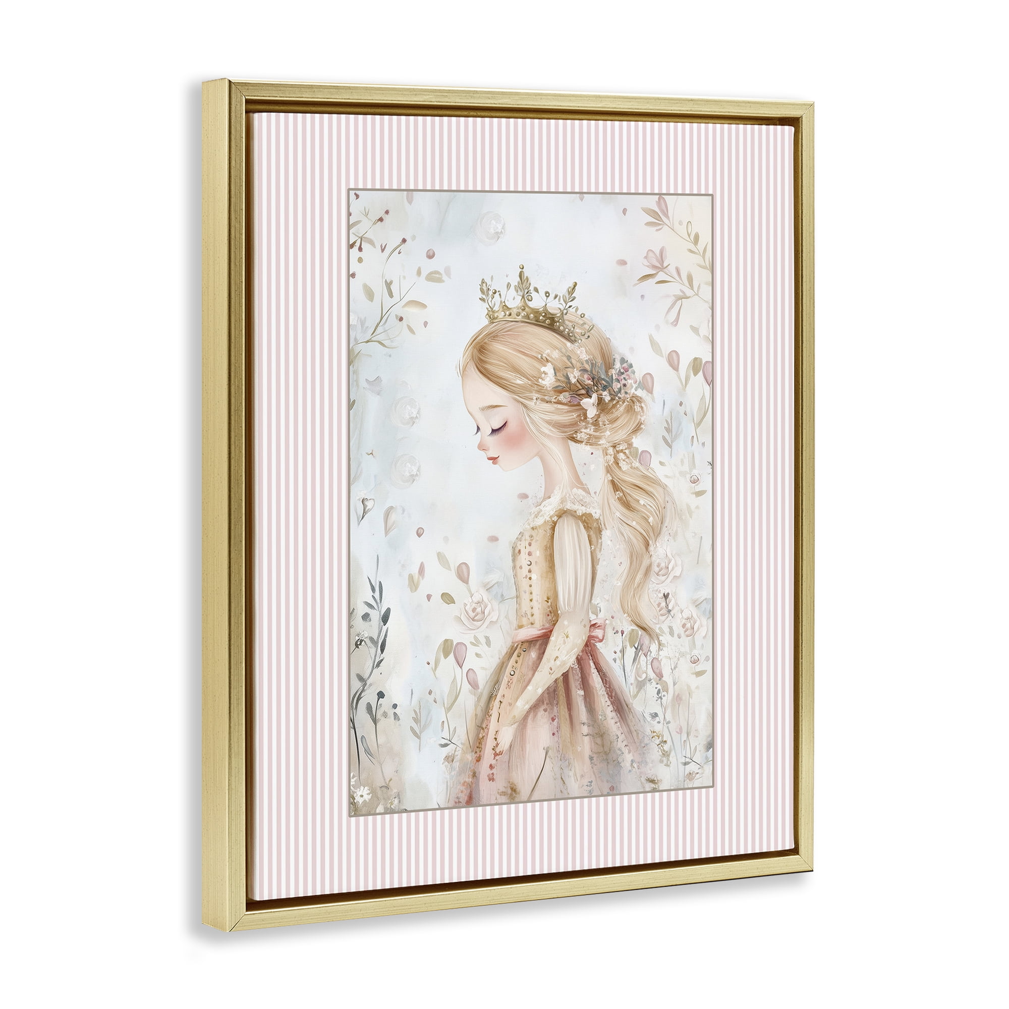 Stupell Industries Enchanted Dreams Princess Gold Framed Floater Canvas Wall Art, design by Christine Simpson Art