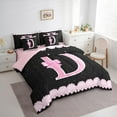 thumbnail image 3 of Manfei Personalized Letter D 7-Piece Bedding Comforter Set,Bow Monogrammed Theme King Bedding Sets,Pink Black Bed Sheets For Girl Teens,Ultra Soft Bedroom Decor Reversible, 3 of 8