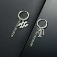 thumbnail image 6 of GKNET 12 Horoscope Zodiac 1PC Stainless Steel Hoop Tassel Chain Earring Drop Men Women-Pisces, 6 of 9