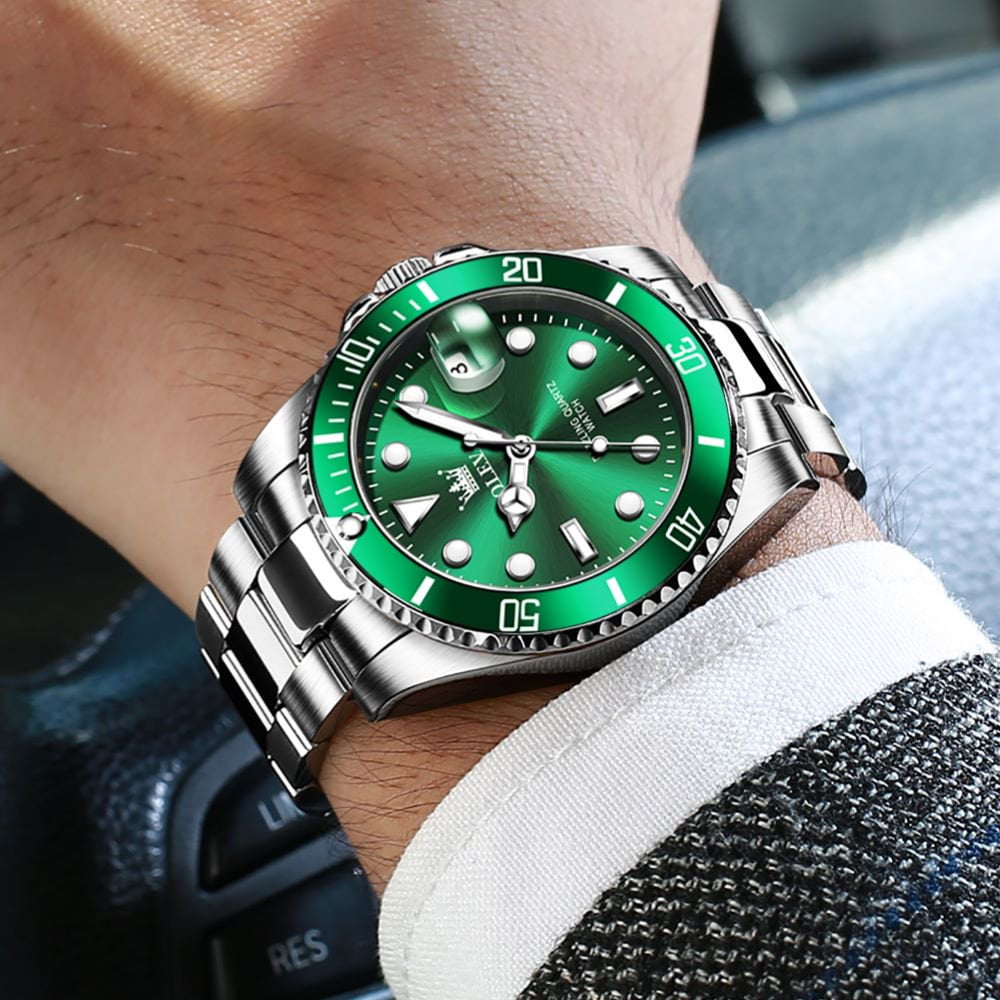 Buy 2022 OLEVS Luxury Men's Wristwatch Stainless Stee Green Water Ghost