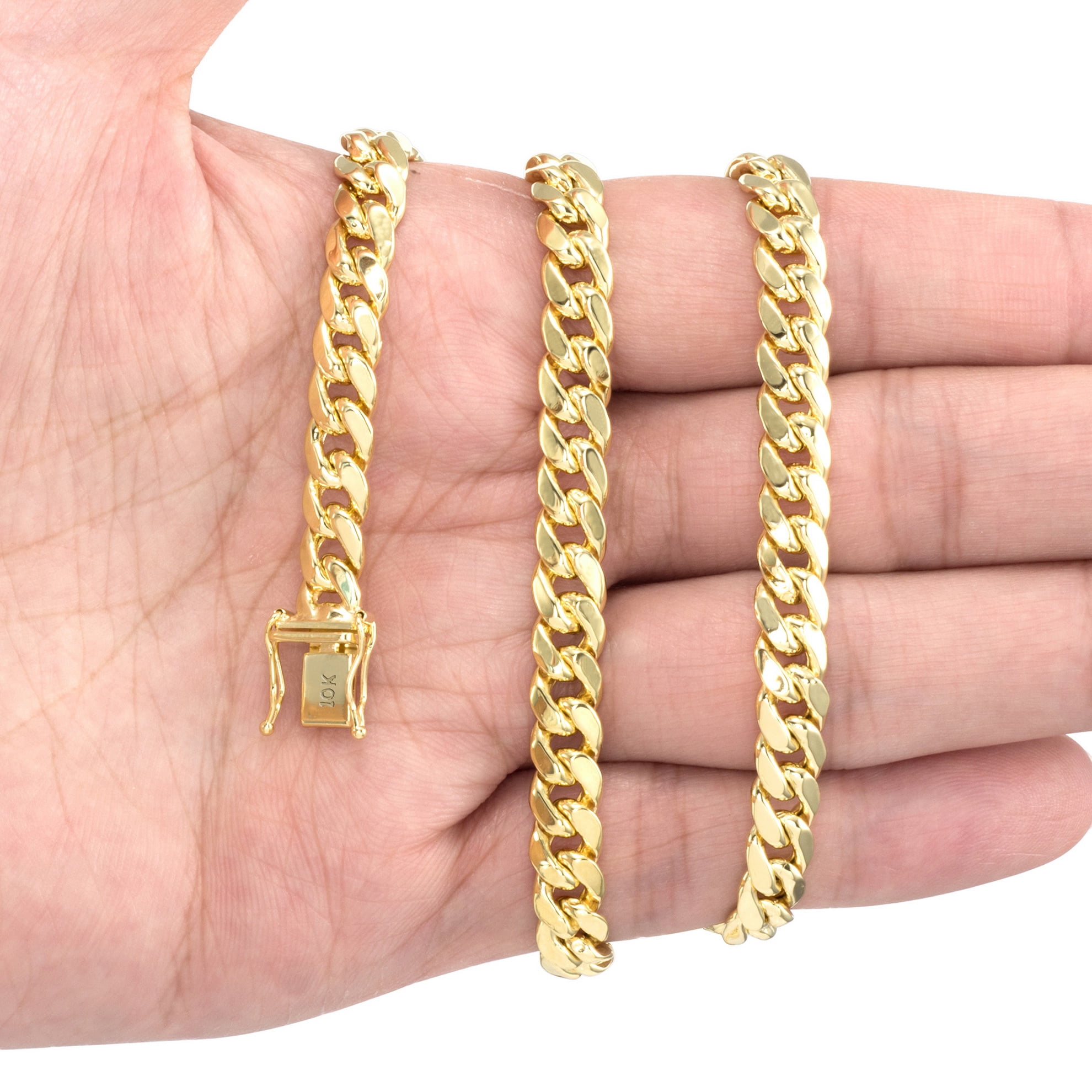Nuragold 10k Real Yellow Gold Miami Cuban Link 6.5mm Chain Bracelet (7"-9") Italian Jewelry for Men & Women