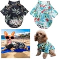 thumbnail image 2 of Camiseta para perro - Diseño de playa - Estampado de árbol de coco hawaiano - Ropa de verano para mascotas - 1 pieza (S, azul marino) oso de fresa Electrónica, 2 of 5
