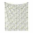 thumbnail image 1 of Baby Soft Flannel Fleece Blanket, Infant Giraffes Flying with Balloons with Polka Dotted Background Newborn Love Hearts, Cozy Plush for Indoor and Outdoor Use, 50" x 60", Multicolor, by Ambesonne, 1 of 6