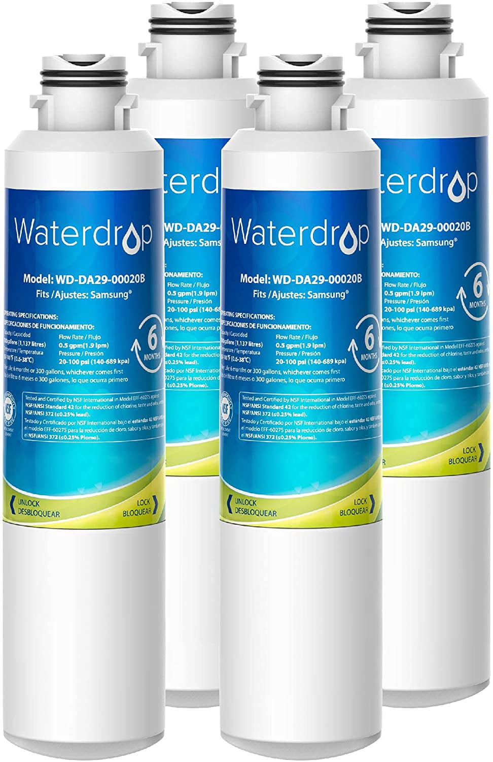 2x Water filter for Samsung RF263TEAESR,RF31FMEDBSR,HAF-CIN,RF4267HARS 