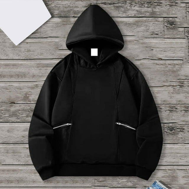 MHFRRA Sudadera con Capucha y Cremallera para Hombre, Estilo Urbano, Holgada, Informal, para Uso Diario y Comodidad Negro
