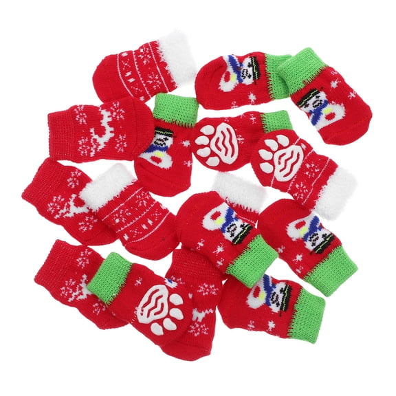 DRAFIDEEP 4 Sets Cat Socks with Soft Cotton Fabric and Non- Grip for Pet Paw and Comfort