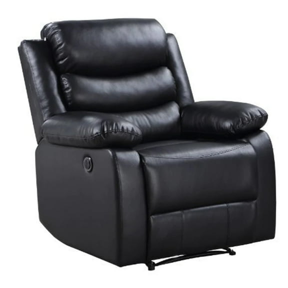 Power Recliner with Pocket Coil Seating and Pillow Top Arms Black - Saltoro Sherpi