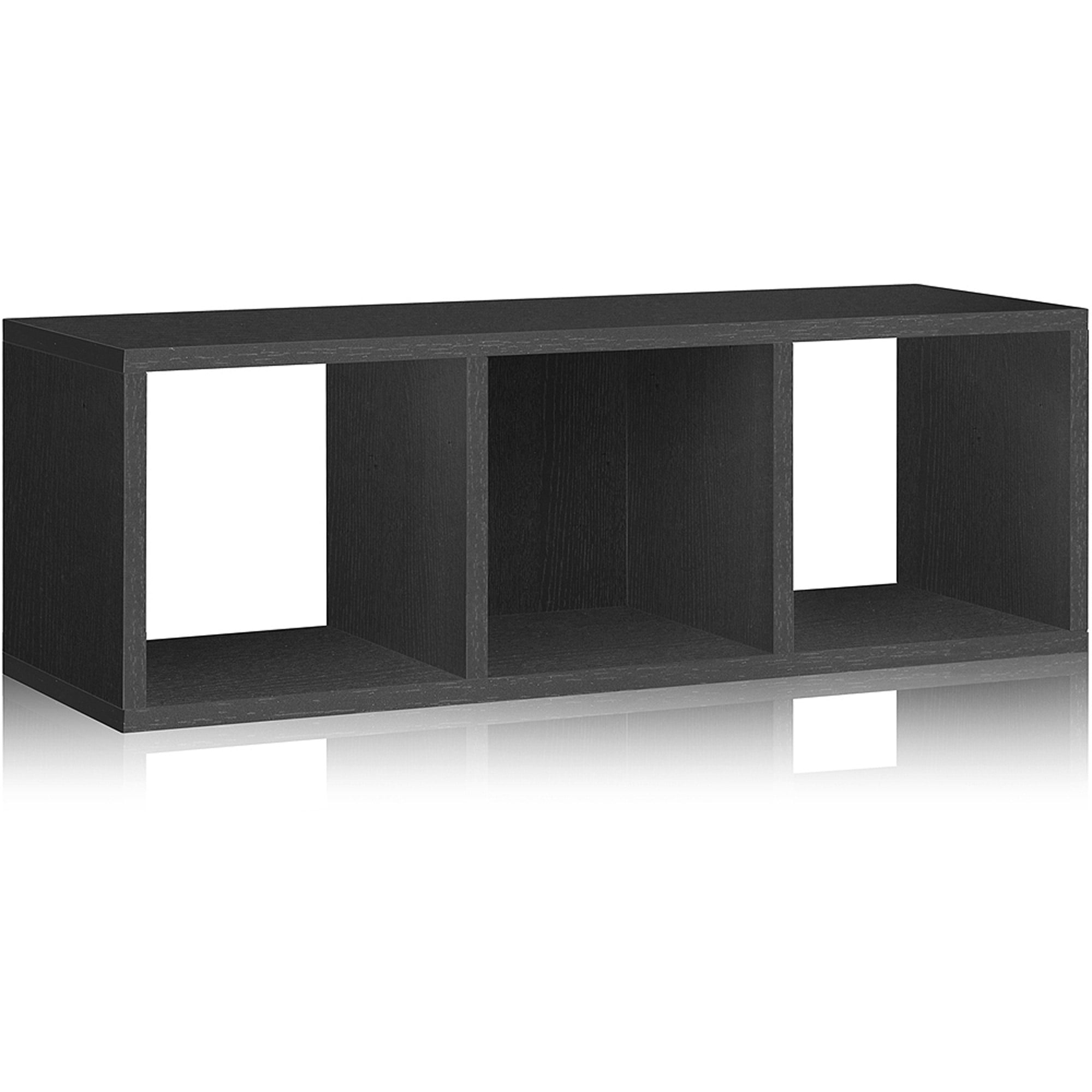 Way Basics Eco 3Cubby Storage Bench and Stackable Organizer, Black