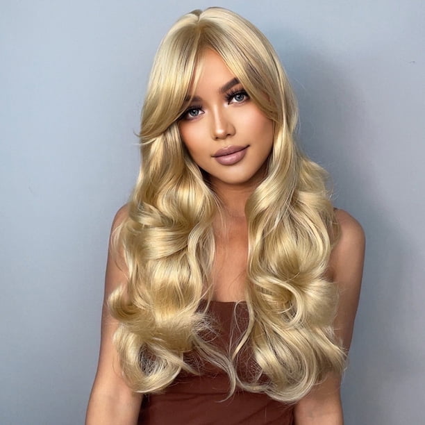 Pelucas de pelo rizado largo con flequillo, peluca de pelo ondulado Sexy con red para el pelo, MABOTO Pelucas