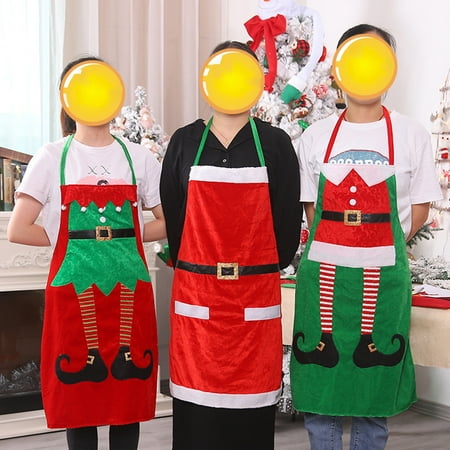 

Christmas Apron Decoration Exquisite workmanship Lightweight Merry Xmas Funny Apron for Cooking Green Velvet Cloth