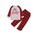 thumbnail image 2 of Qiylii Christmas Parent-child Pajamas Set, Long Sleeve T-shirt Plaid Pants, 2 of 5
