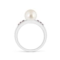 thumbnail image 2 of ANGARA South Sea Cultured Pearl Ring with Rubies in 14K White Gold for Women | June Birthstone, Birthday, Anniversary, Jewelry Gift for Women | Pearl Ring, 2 of 8