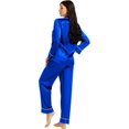 thumbnail image 5 of Womens Silk Satin Pajamas Set Sleepwear Loungewear,Royal Blue, 5 of 5