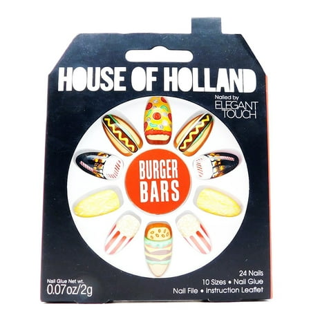 - House of Holland Nailed by Elegant Touch Burger Bars Food Fingers: 24 nails, nail glue .07 Oz., nail file