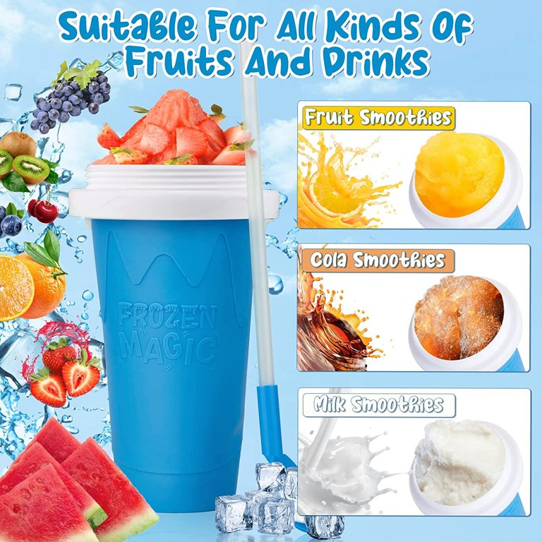 Slushy Maker Cup Frozen Magic Squeeze Cup Travel Portable Double Layer  Silica Pinch Cup Summer Cooler Smoothie Cup Homemade Slushie Milkshake  Maker DIY for Kids & Adults 