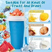 Slushy Maker Cup Frozen Magic Squeeze Cup Travel Portable Double Layer Silica Pinch Cup Summer Cooler Smoothie Cup Homemade Slushie Milkshake Maker DIY for s & Adults (Blue)